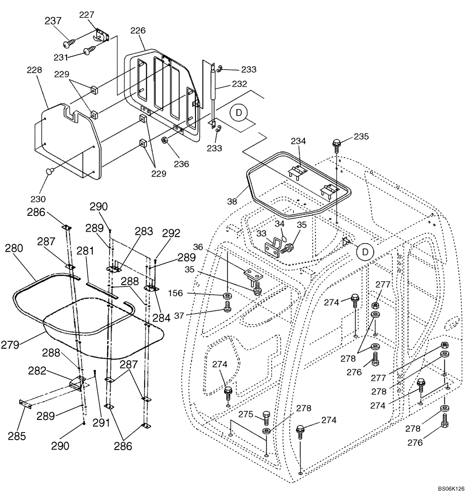 Схема запчастей Case CX130 - (09-33) - CAB - ROOF, OPENABLE WINDOW (09) - CHASSIS