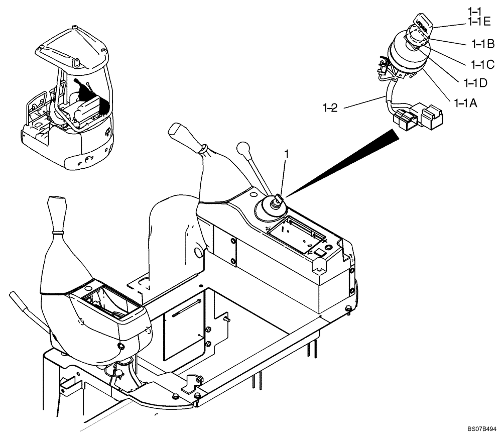 Схема запчастей Case CX17B - (01-039[00]) - KEY ASSY (PW03M01870F1) (84) - BOOMS, DIPPERS & BUCKETS