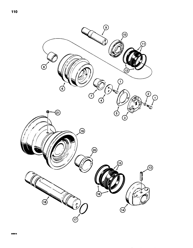 Схема запчастей Case 880D - (110) - TRACK CARRIER ROLLER, UPPER (04) - UNDERCARRIAGE