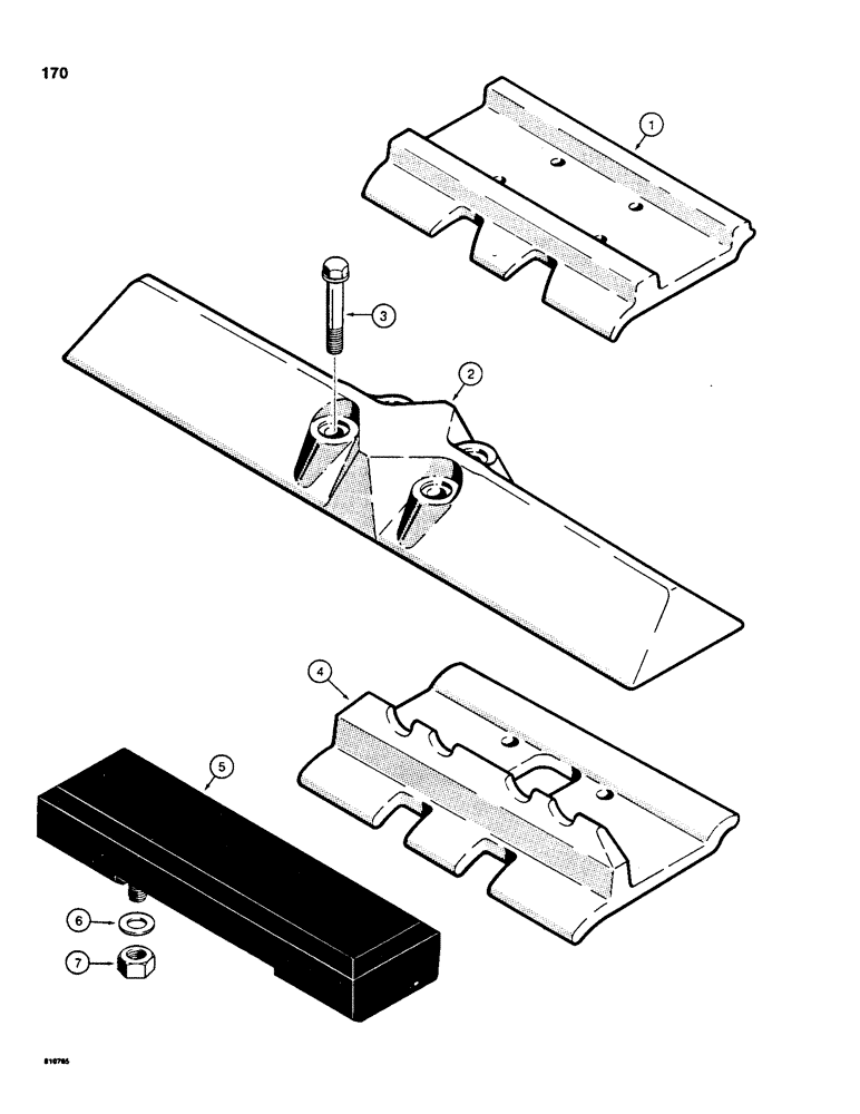 Схема запчастей Case 850C - (170) - TRACK SHOES, DOUBLE GROUSER - CLOSED, LOADER MODELS ONLY (04) - UNDERCARRIAGE