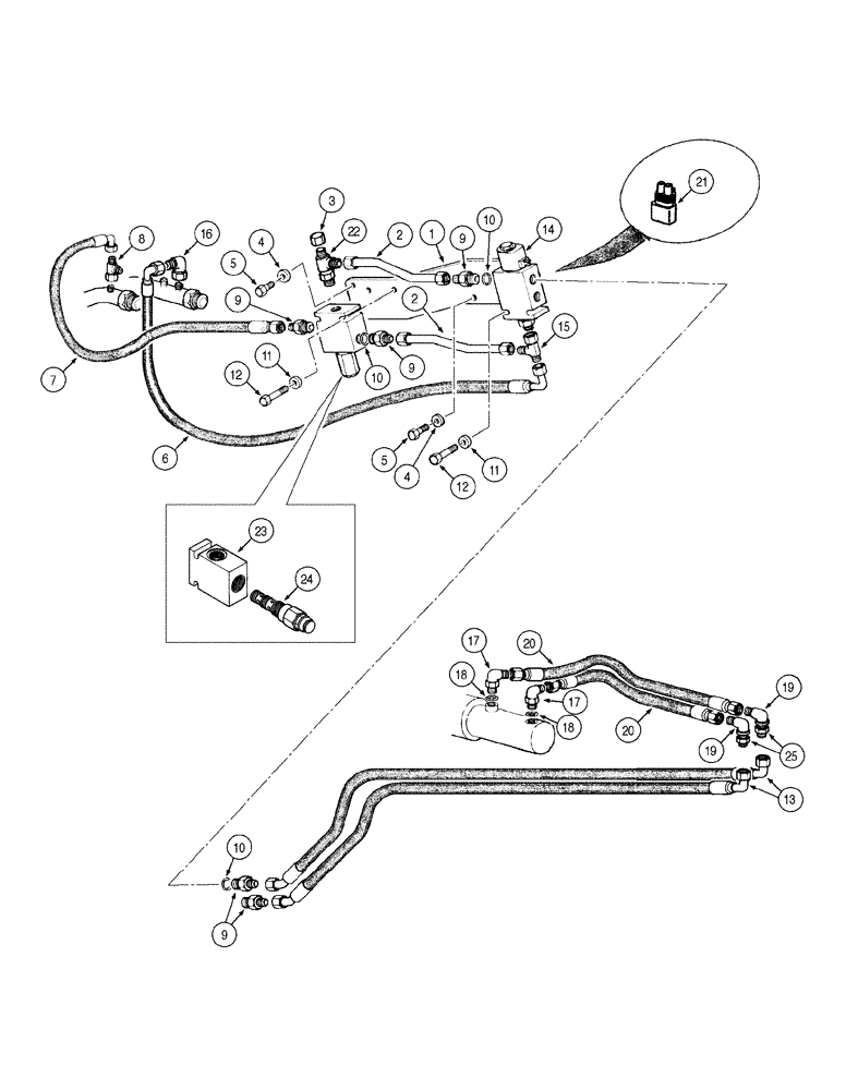 Схема запчастей Case 885 AWD - (08-046[01]) - BLADE HYDRAULIC CIRCUIT - LOCK (3 HOLES) (08) - HYDRAULICS