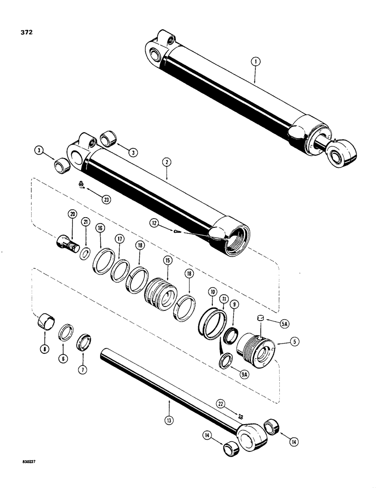 Схема запчастей Case 480C - (372) - G101199 BACKHOE BUCKET CYLINDER, WITH ONE PIECE PISTON (35) - HYDRAULIC SYSTEMS