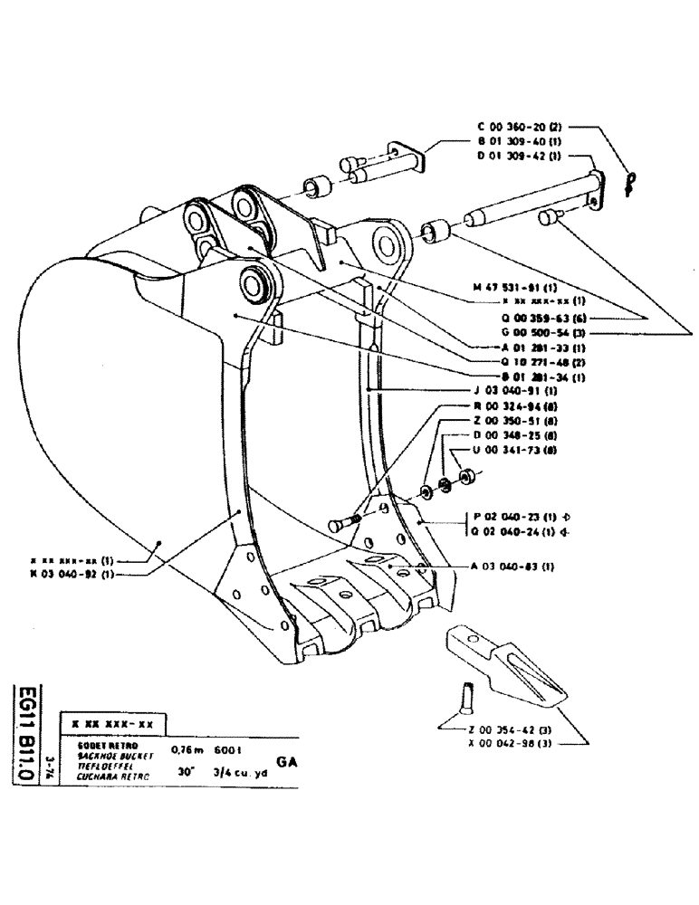 Схема запчастей Case GCK120 - (241) - BACKHOE BUCKET 