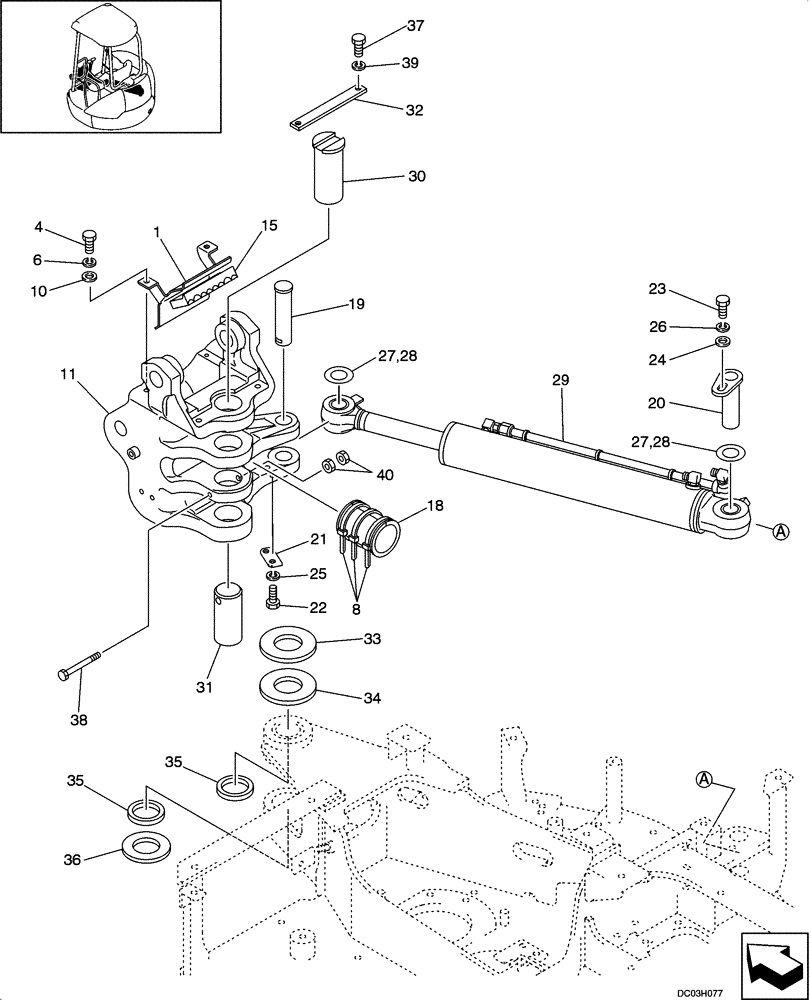 Схема запчастей Case CX25 - (09-05[00]) - BRACKET ASSY - SWING, CAB (09) - CHASSIS/ATTACHMENTS