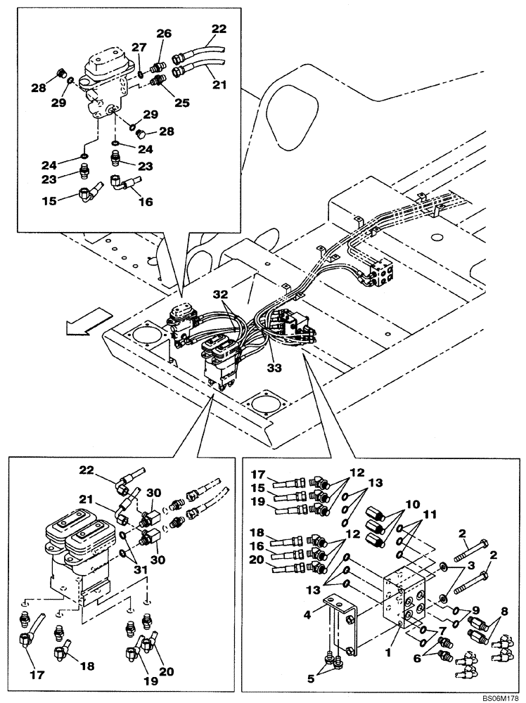 Схема запчастей Case CX250C - (06-003[00]) - HYDRAULICS - TRAVEL CONTROL, SINGLE PEDAL (06) - POWER TRAIN