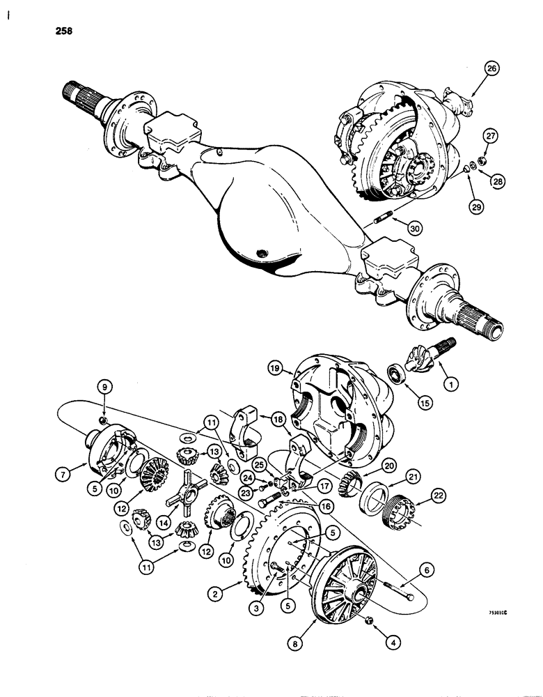 Схема запчастей Case W24C - (258) - REAR AXLE DIFFERENTIAL - CLARK (06) - POWER TRAIN