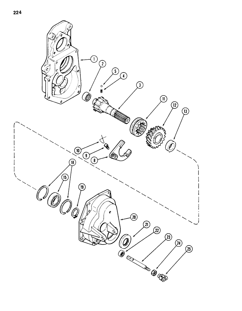 Схема запчастей Case 586D - (224) - TRANSAXLE SHIFT MECHANISM AND OUTPUT SHAFT, PRIOR TO TRANSMISSION SERIAL NO. 16249203, 4 WD (27) - REAR AXLE SYSTEM