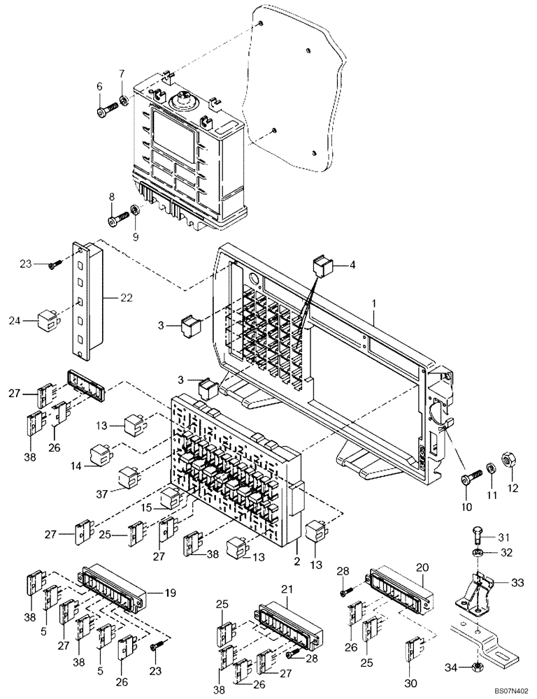 Схема запчастей Case 327B - (67A00021613[001]) - CONTROL UNIT, ELECTRICAL - FLASHER / FUSES (87714029) (13) - Electrical System / Decals