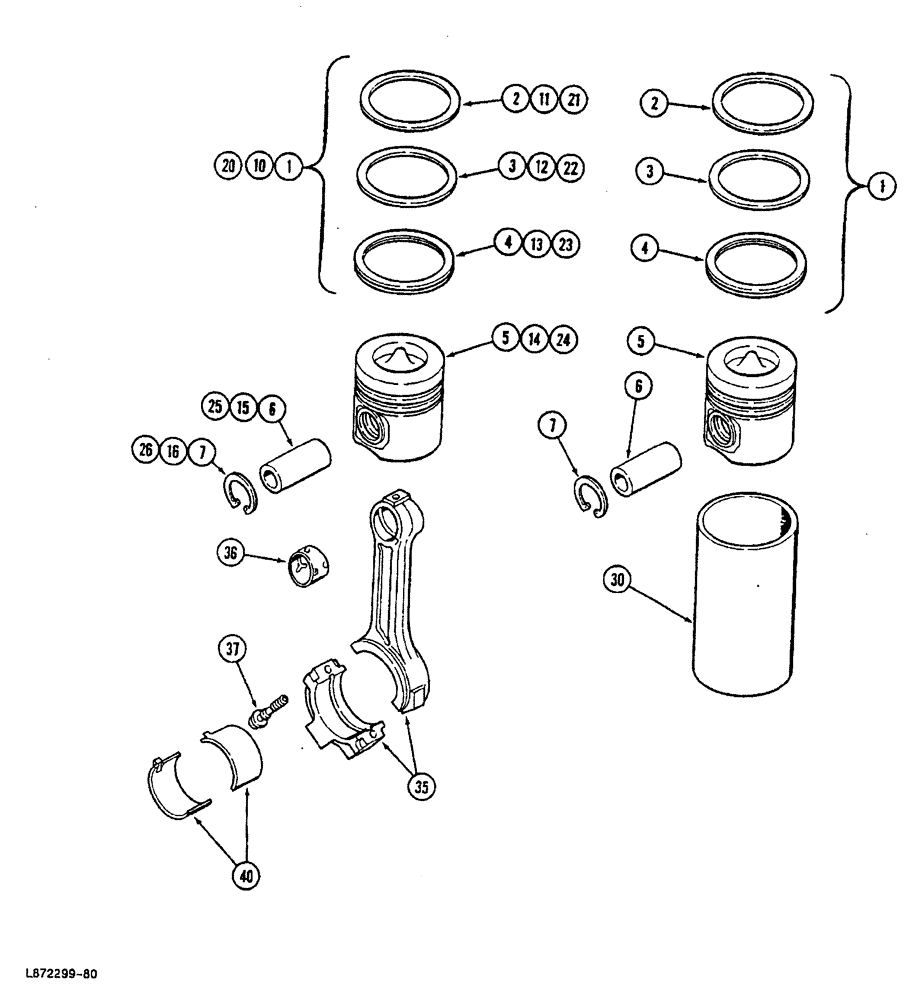 Схема запчастей Case 688 - (2-42) - PISTONS, 4T-390 ENGINE (02) - ENGINE