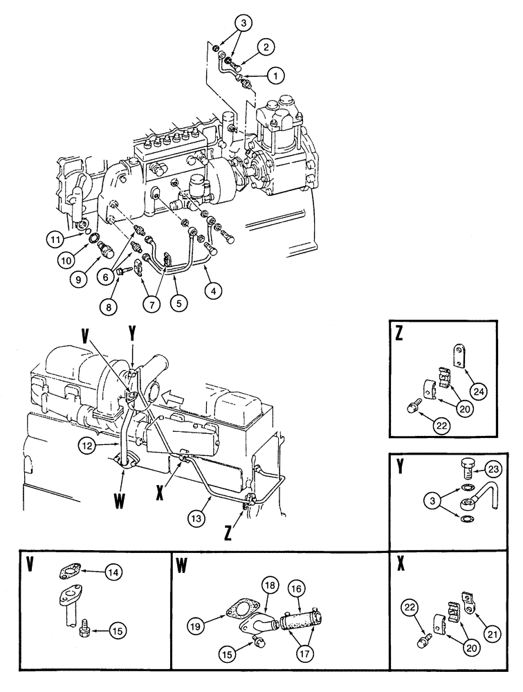 Схема запчастей Case 9060 - (2-56) - OIL LINES (02) - ENGINE
