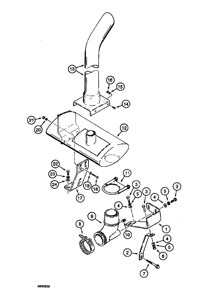 Схема запчастей Case 590 - (2-12) - MUFFLER AND EXHAUST SYSTEM (02) - ENGINE