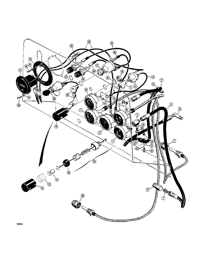 Схема запчастей Case 350 - (090) - INSTRUMENT PANEL, MODELS WITH GENERATOR (06) - ELECTRICAL SYSTEMS