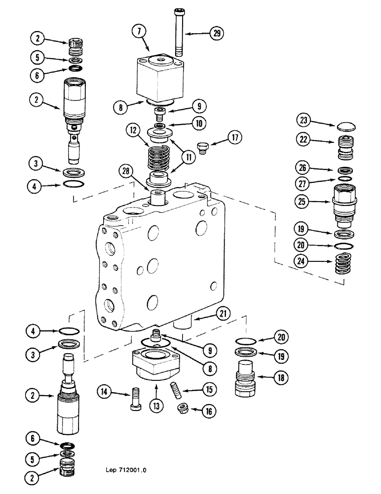 Схема запчастей Case 688C - (7-16) - CONTROL VALVE FOR TRAVEL (07.1) - UNDERCARRIAGE HYDRAULICS