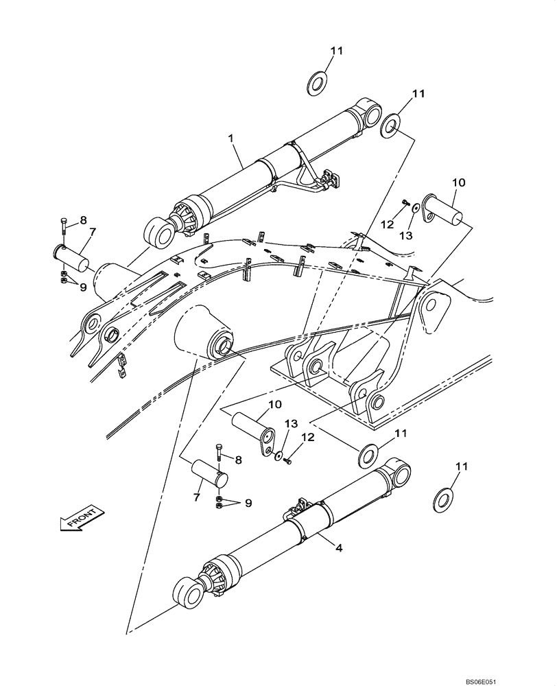 Схема запчастей Case CX800B - (08-11) - HYDRAULIC CIRCUIT - BOOM CYLINDER (WITHOUT VALVE, PRESSURE RELIEF) (08) - HYDRAULICS