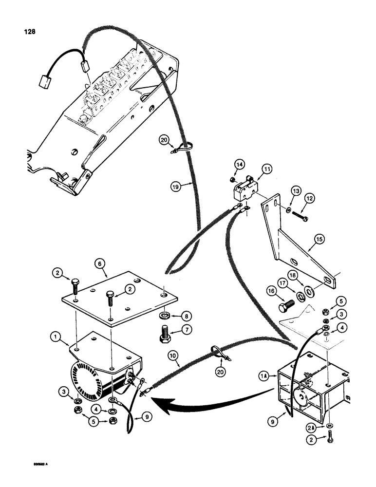 Схема запчастей Case 580SD - (128) - BACKUP ALARM (04) - ELECTRICAL SYSTEMS