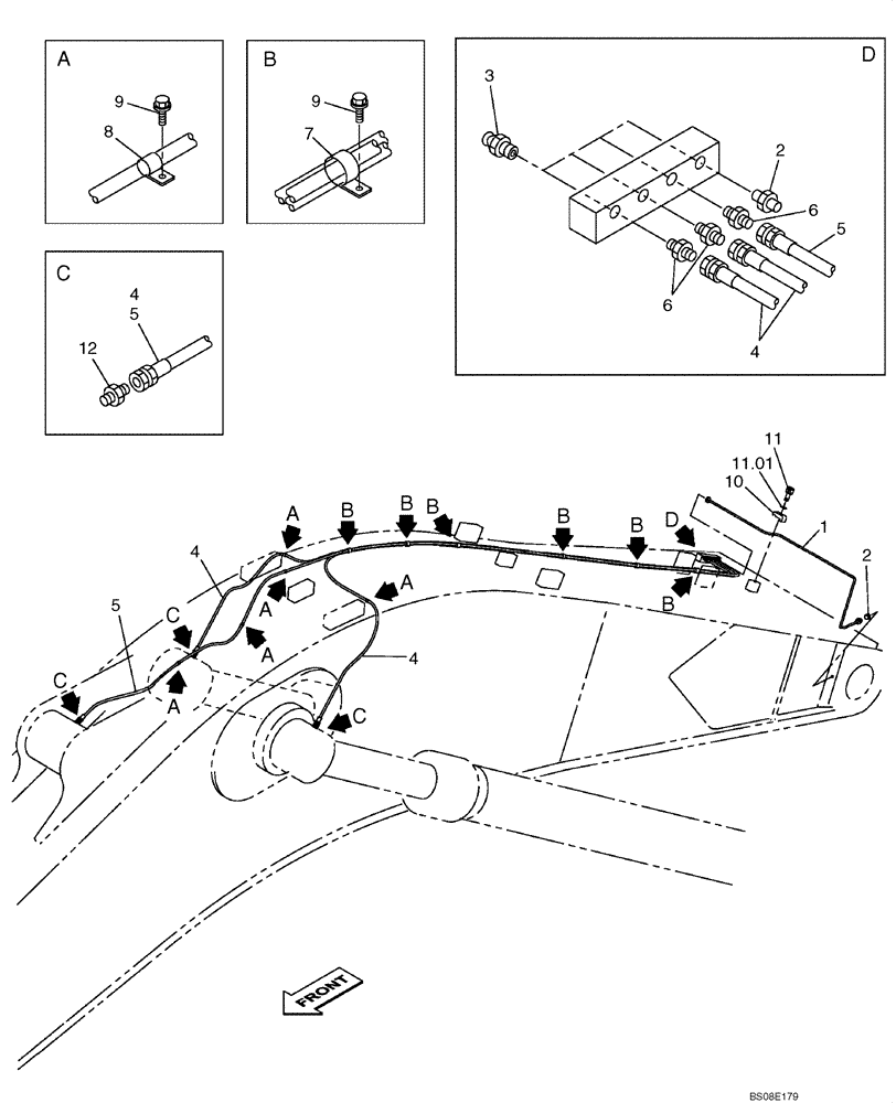 Схема запчастей Case CX700B - (09-49A) - LUBRICATION CIRCUIT - MONOBLOCK BOOM (7.70 M) (09) - CHASSIS