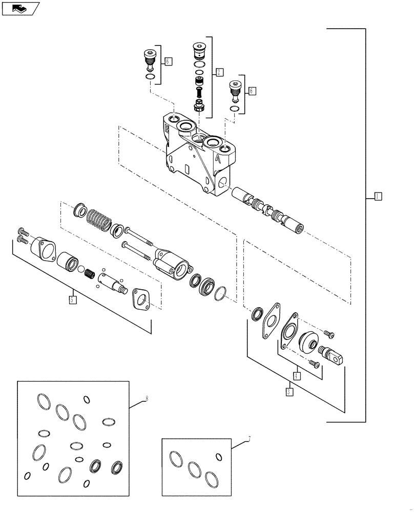 Схема запчастей Case 590SN - (35.724.15) - VALVE SECTION - LIFT, LOADER (PILOT CONTROLS) (580SN, 580SN WT, 590SN) (35) - HYDRAULIC SYSTEMS