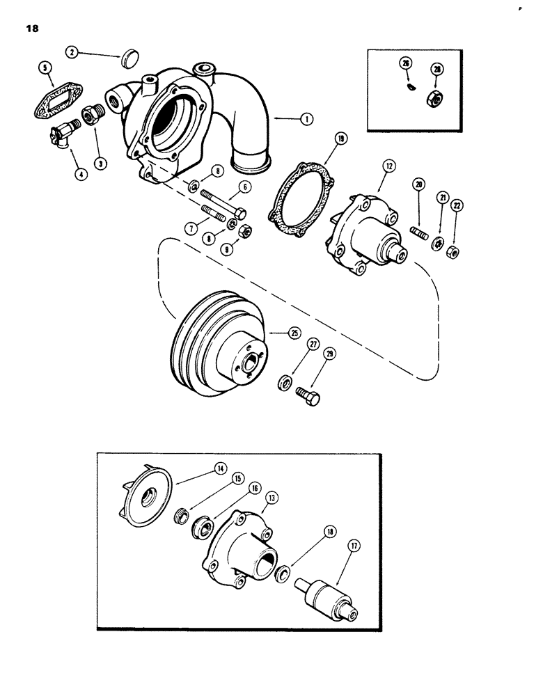 Схема запчастей Case 680G - (018) - WATER PUMP, 336BD DIESEL ENGINE (02) - ENGINE