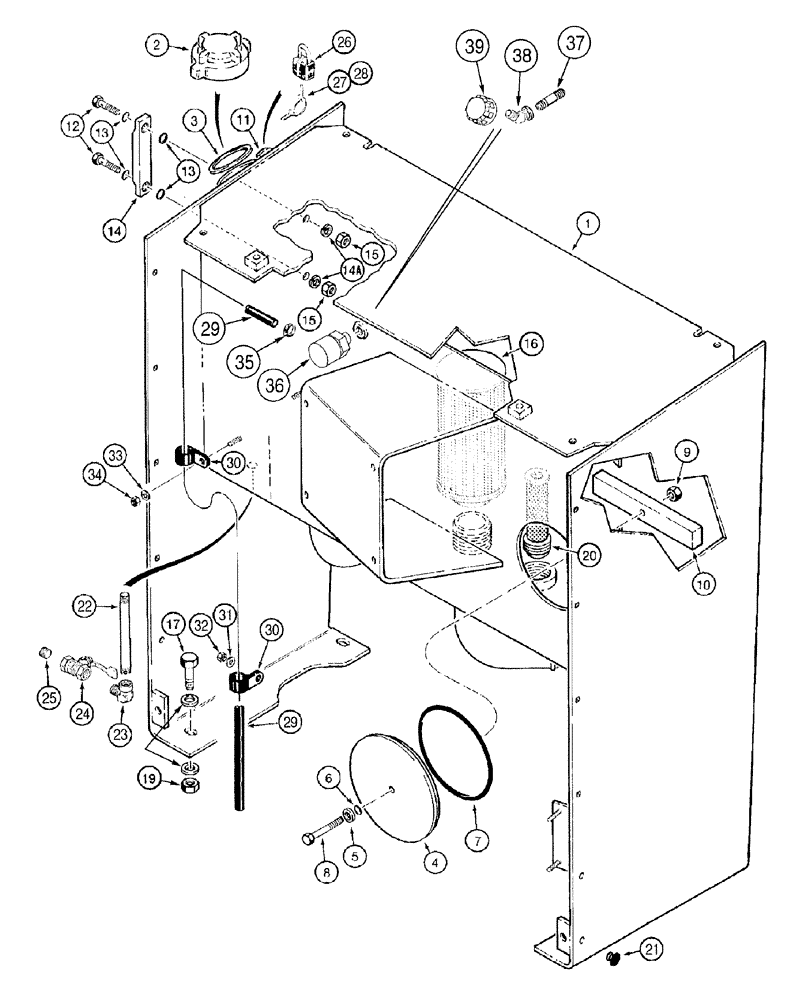 Схема запчастей Case 921B - (8-003[A]) - HYDRAULIC RESERVOIR, P.I.N. JEE0052902 AND AFTER (08) - HYDRAULICS