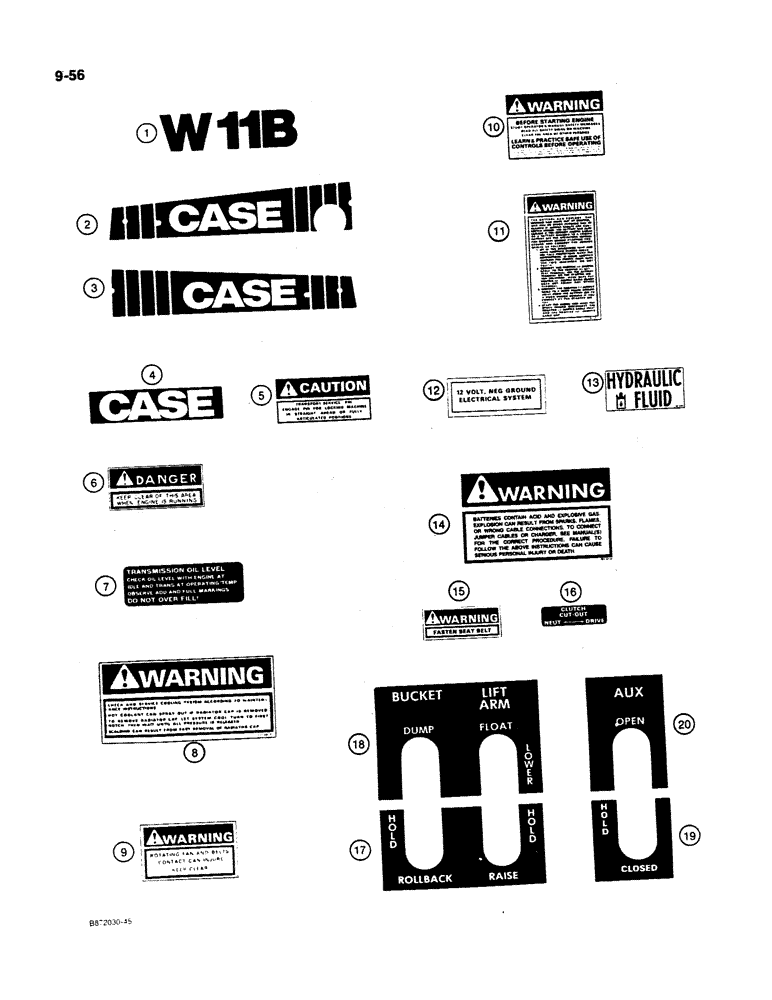 Схема запчастей Case W11B - (9-056) - DECALS (09) - CHASSIS/ATTACHMENTS