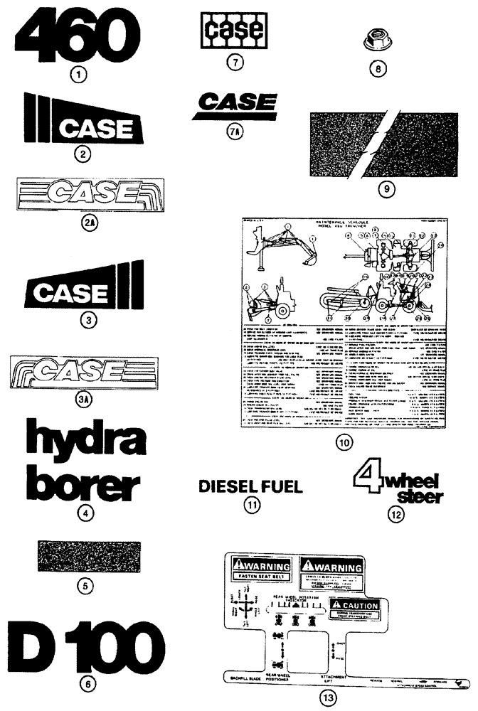 Схема запчастей Case 460 - (9-99C) - DECALS, MODEL, LOGO, MAINTENANCE, AND MISCELLANEOUS (09) - CHASSIS/ATTACHMENTS