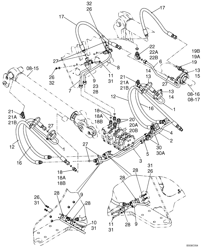 Схема запчастей Case 521E - (08-05) - HYDRAULICS - LOADER LIFT AND BUCKET (Z BAR, XR LOADER) (08) - HYDRAULICS