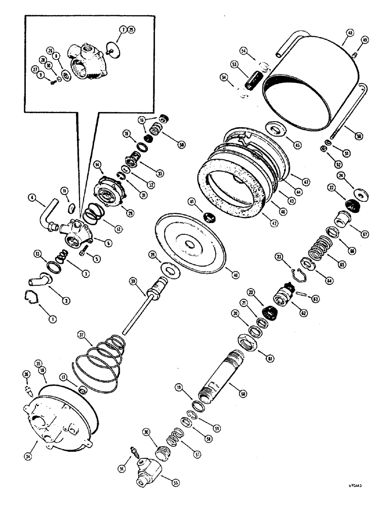 Схема запчастей Case W7E - (126) - HYDROVAC CYLINDER (07) - BRAKES