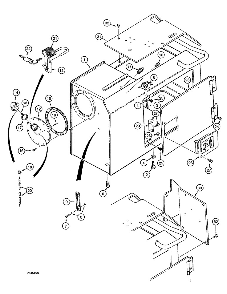 Схема запчастей Case 550E - (8-02) - HYDRAULIC RESERVOIR FRAME AND COVERS (08) - HYDRAULICS