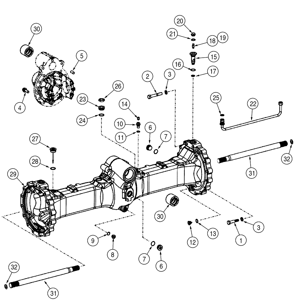 Схема запчастей Case 621D - (06-30) - AXLE, REAR - HOUSING (06) - POWER TRAIN