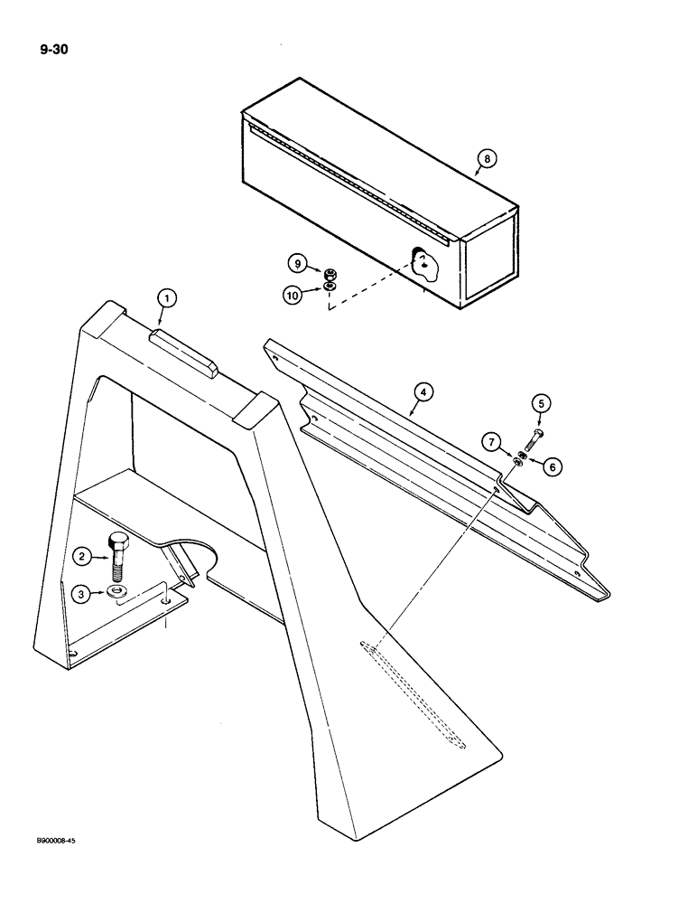 Схема запчастей Case 1085C - (9-030) - BOOM SUPPORT AND TOOL BOX (09) - CHASSIS/ATTACHMENTS