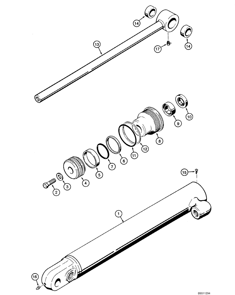 Схема запчастей Case 1840 - (08-28) - CYLINDER ASSY - LOADER BUCKET TILT (08) - HYDRAULICS