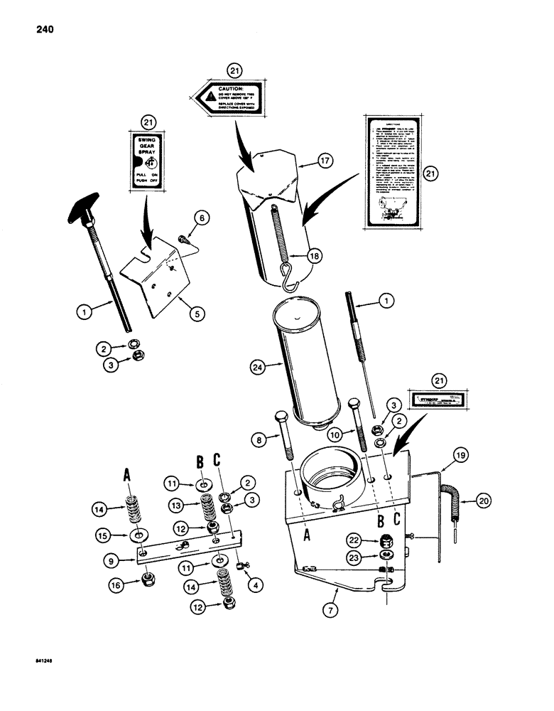 Схема запчастей Case 880D - (240) - SWING GEAR SPRAY LUBRICATOR (04) - UNDERCARRIAGE