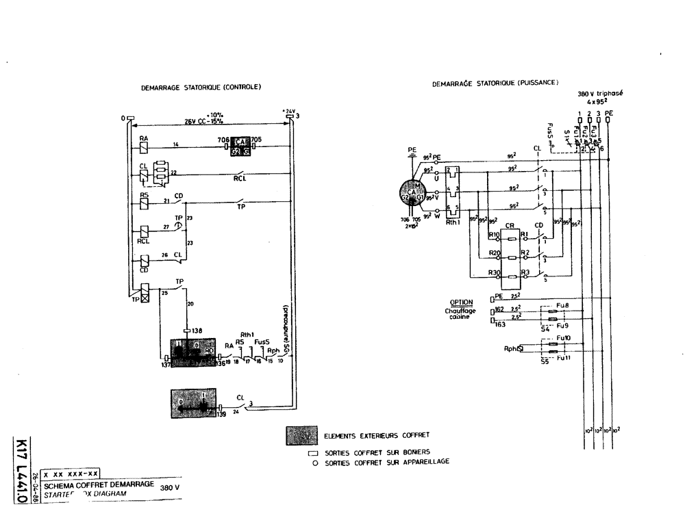 Схема запчастей Case 220B - (K17 L441.0) - STARTER BOX DIAGRAM - 380 V (06) - ELECTRICAL SYSTEMS