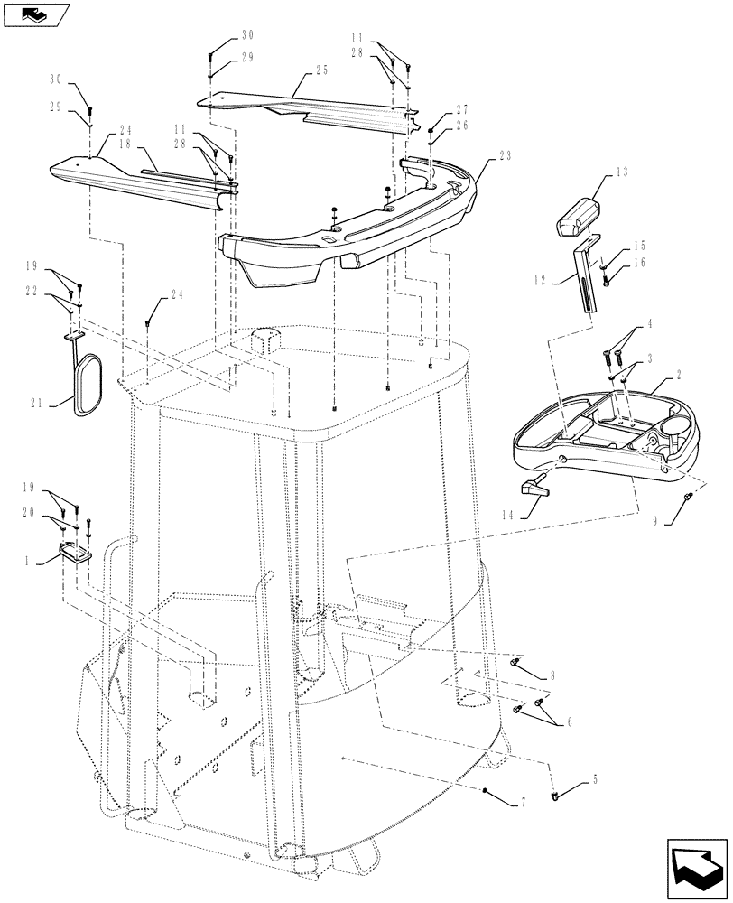 Схема запчастей Case 921F - (90.150.07) - CANOPY - INTERIOR TRIM/EXTERIOR TRIM (90) - PLATFORM, CAB, BODYWORK AND DECALS