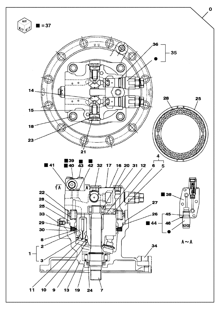 Схема запчастей Case CX350C - (08-046[00]) - SWING HYDRAULIC MOTOR (08) - HYDRAULICS