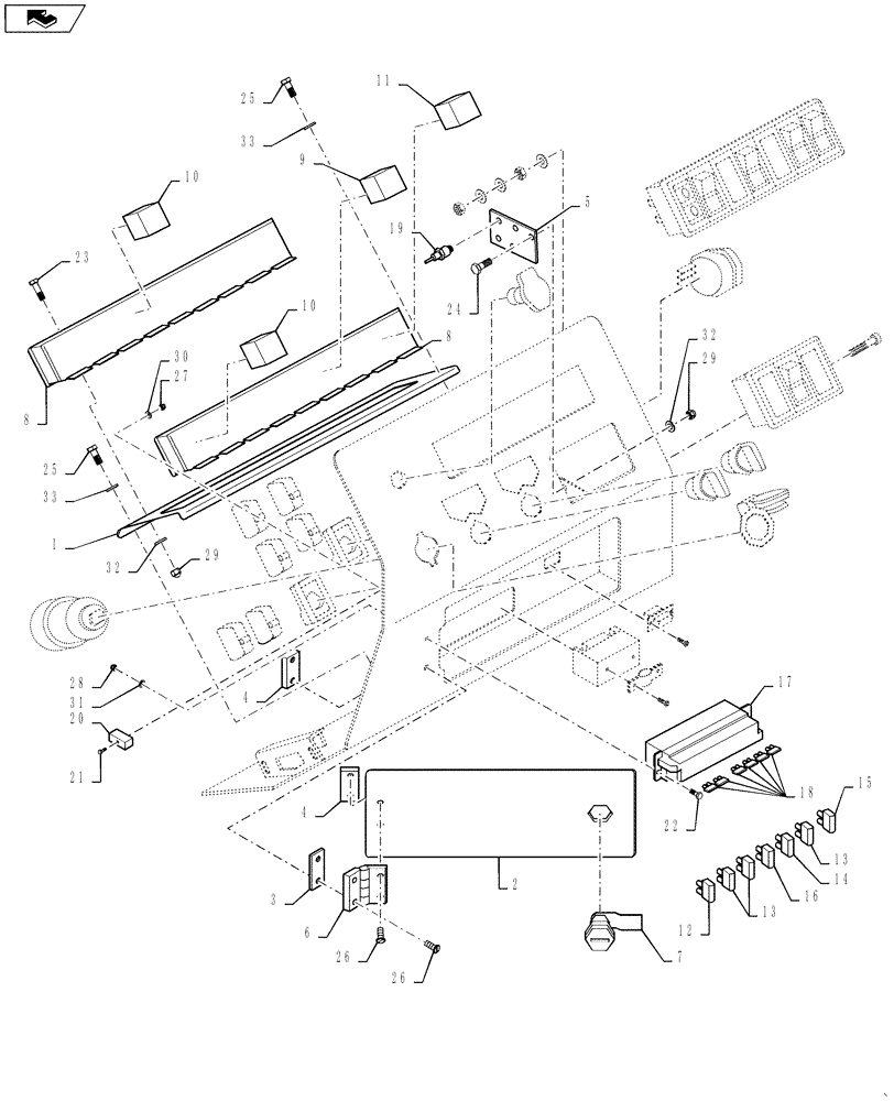 Схема запчастей Case DV207 - (55.418.02[01]) - DASHBOARD (55) - ELECTRICAL SYSTEMS
