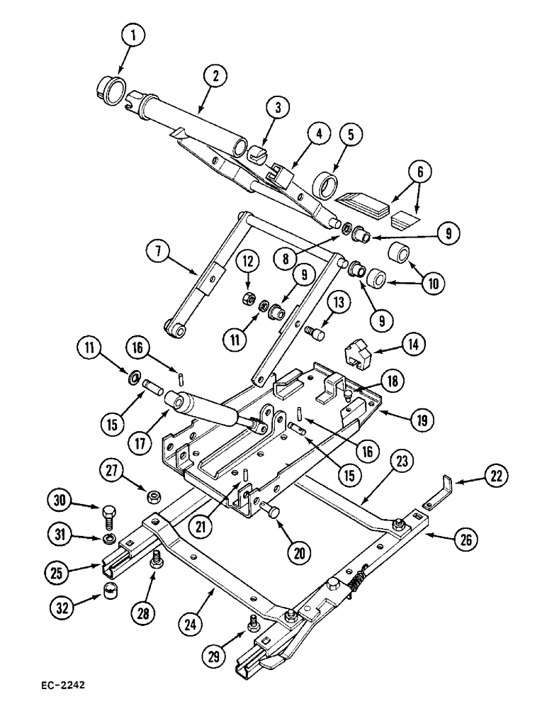Схема запчастей Case 380B - (9-288) - SUSPENSION SEAT, DELUXE, WITH FORE AND AFT AND HEIGHT ADJUSTMENT, BOSTROM, SUSPENSION UNIT (09) - CHASSIS/ATTACHMENTS