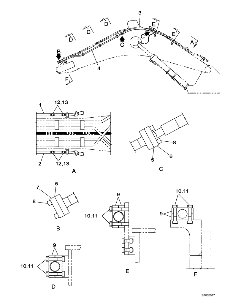 Схема запчастей Case CX800 - (08-046-00[01]) - HYDRAULIC CIRCUIT - PICK HAMMER - BOOM (7.25 M) (08) - HYDRAULICS