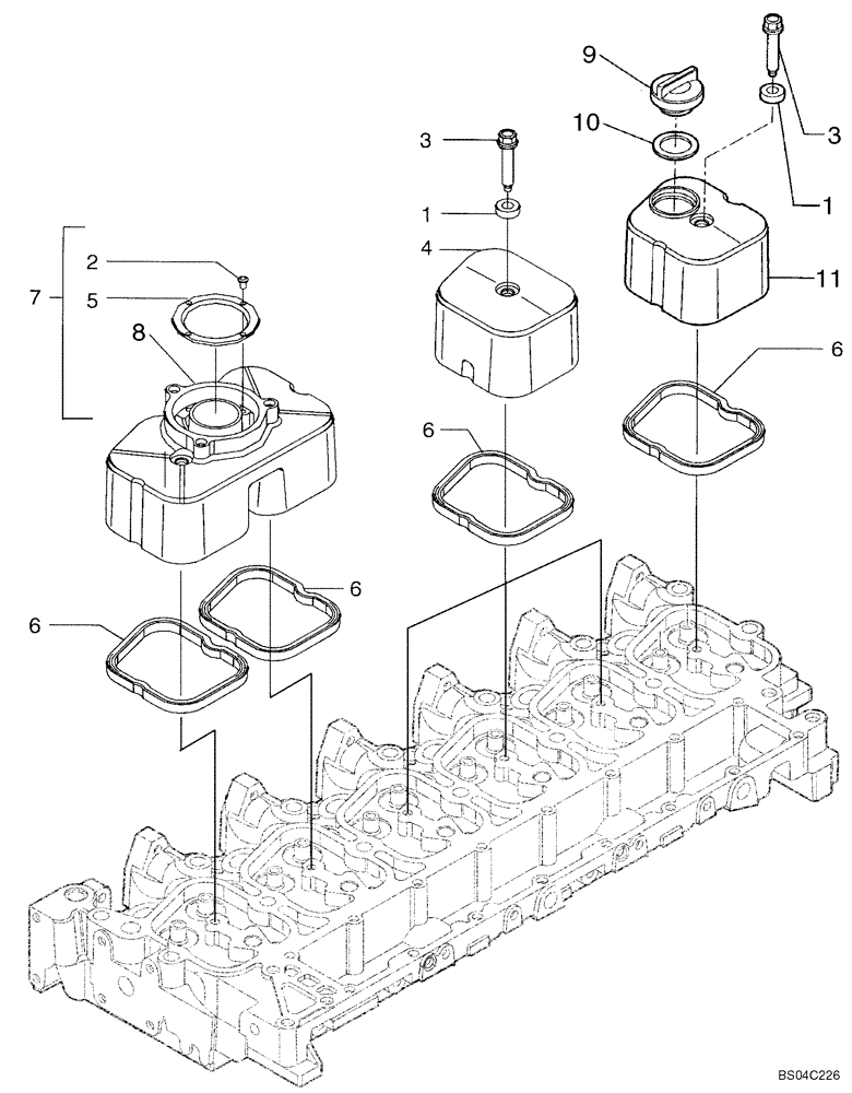 Схема запчастей Case 850K - (02-19) - CYLINDER HEAD - COVERS (02) - ENGINE
