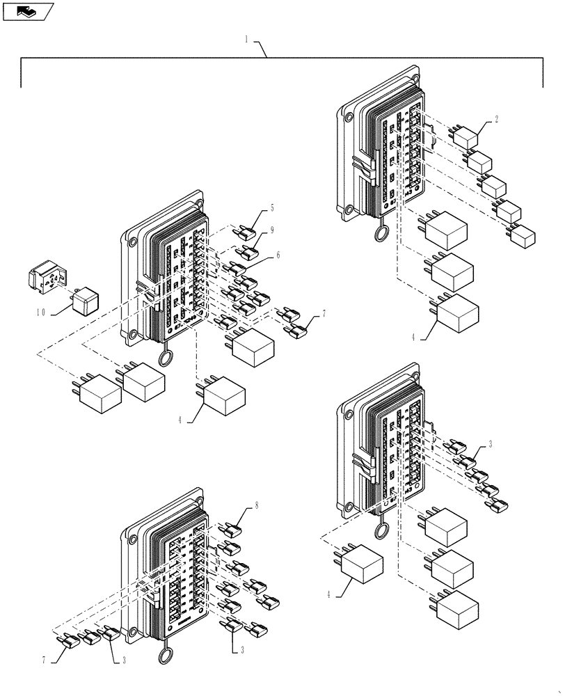 Схема запчастей Case 521F - (55.100.14[04]) - CAB HARNESS, FUSES AND RELAYS (55) - ELECTRICAL SYSTEMS