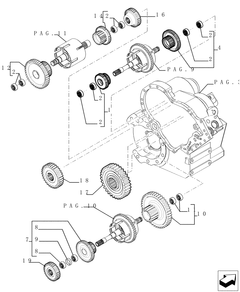 Схема запчастей Case TX742 - (1.28.A[05]) - TRANSMISSION - COMPONENTS (21) - TRANSMISSION
