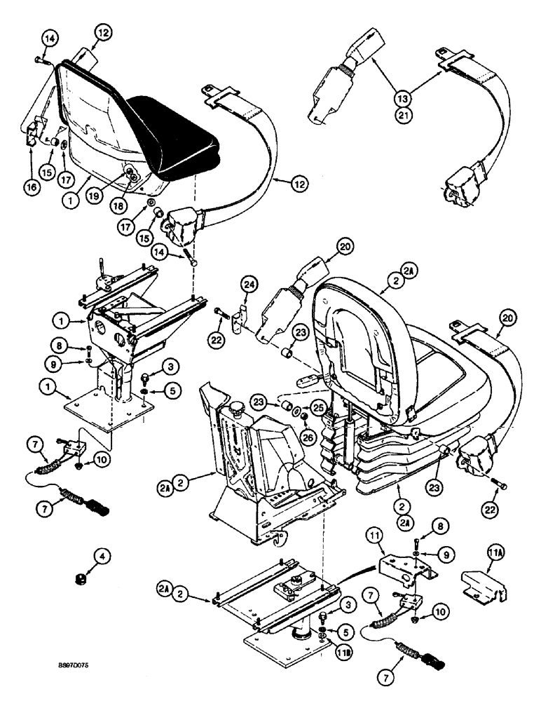 Схема запчастей Case 580L - (9-100) - SEATS AND MOUNTING PARTS, 580L MODELS (09) - CHASSIS/ATTACHMENTS