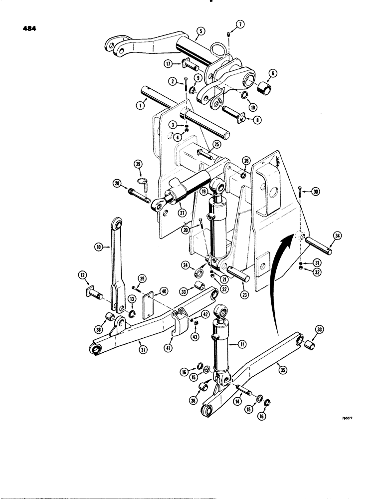 Схема запчастей Case 580C - (484) - 3-POINT HITCH LINK ARM, LINKAGE AND CYLINDERS (09) - CHASSIS/ATTACHMENTS