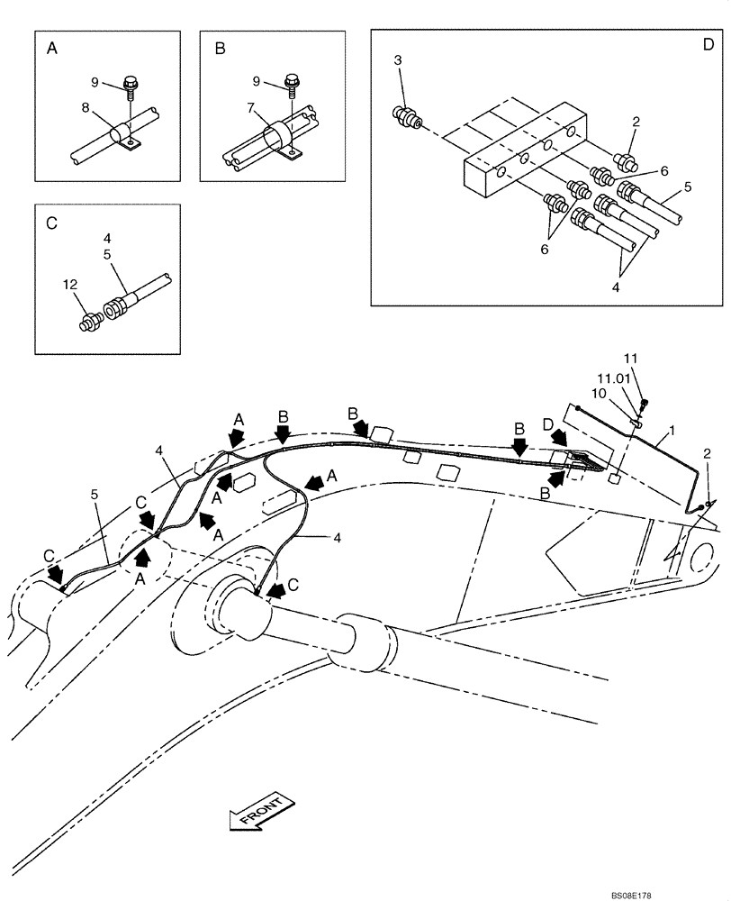 Схема запчастей Case CX700B - (09-48A) - LUBRICATION CIRCUIT - MONOBLOCK BOOM (6.60 M) (09) - CHASSIS