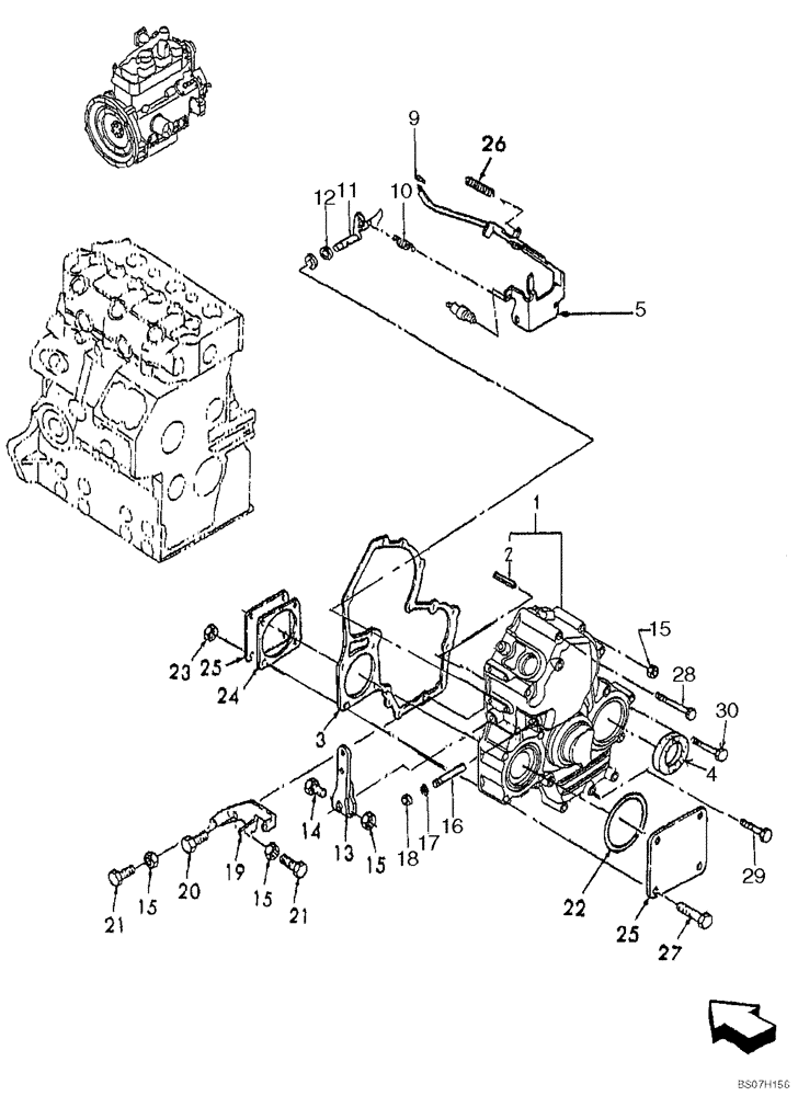 Схема запчастей Case SR175 - (10.106.03) - TIMING GEAR CASE, GOVERNOR (10) - ENGINE
