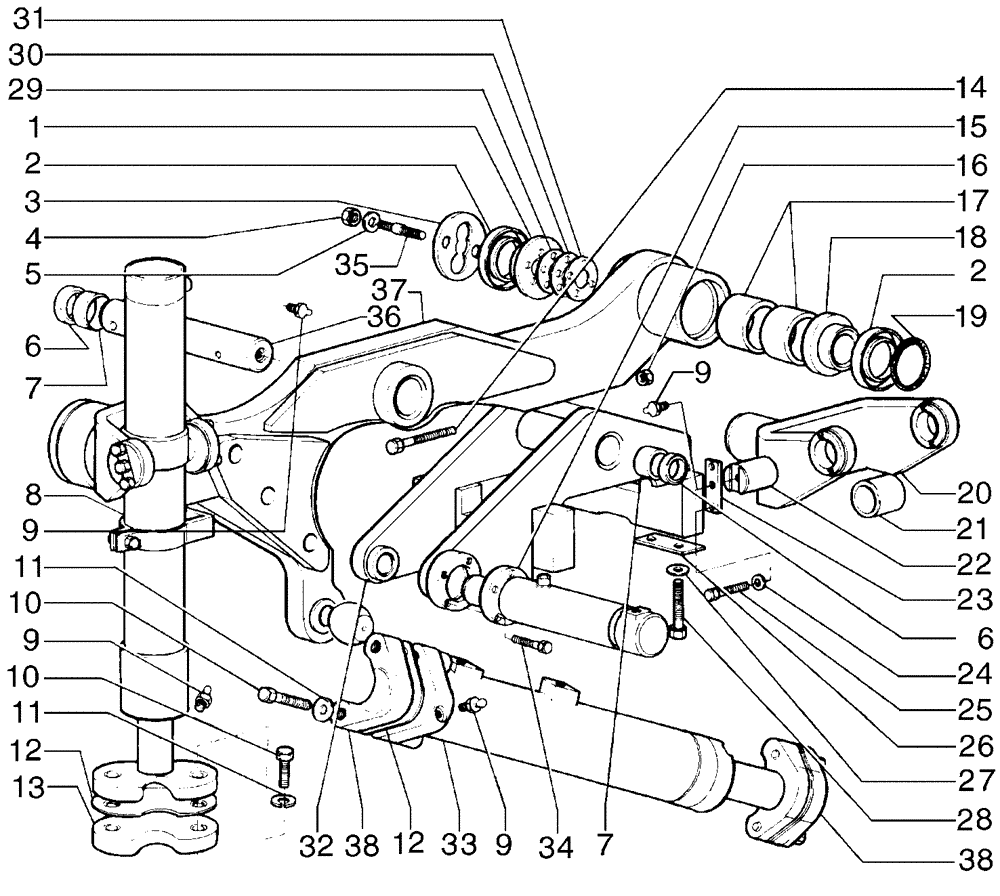 Схема запчастей Case 885B - (09-03[01]) - SADDLE AND CYLINDER (09) - CHASSIS/ATTACHMENTS