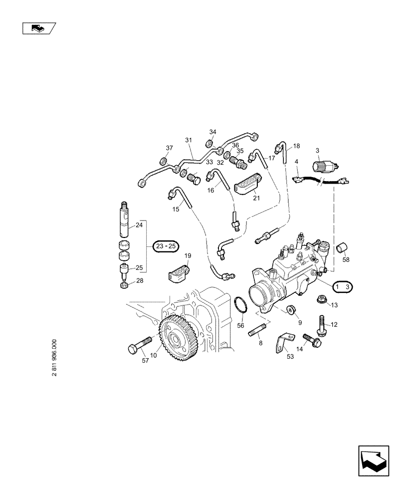 Схема запчастей Case 321D - (95.017[001]) - INJECTION SYSTEM (S/N 591052-UP) No Description