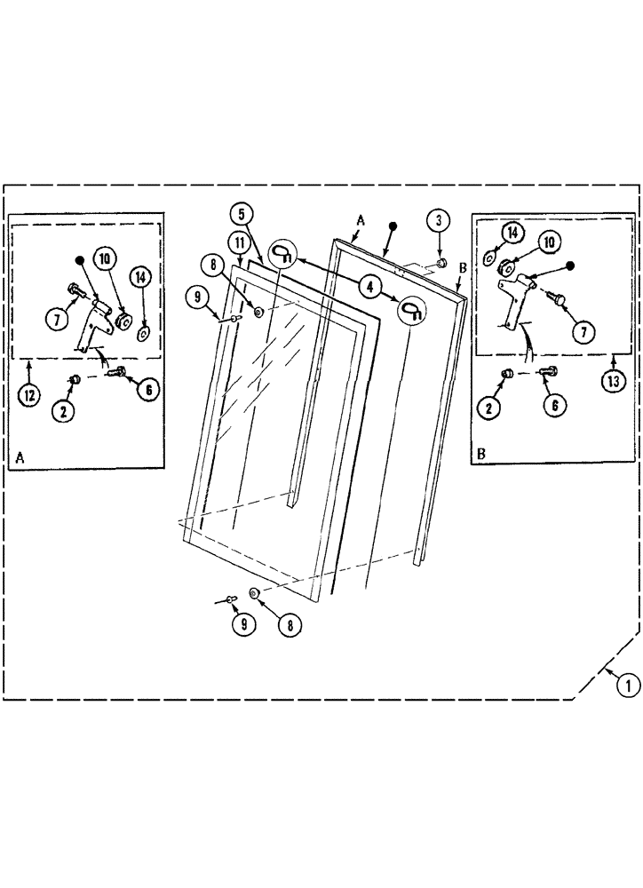 Схема запчастей Case 788 - (09E-12) - WINDSHIELD 788P / 788PSU (05.1) - UPPERSTRUCTURE CHASSIS/ATTACHMENTS