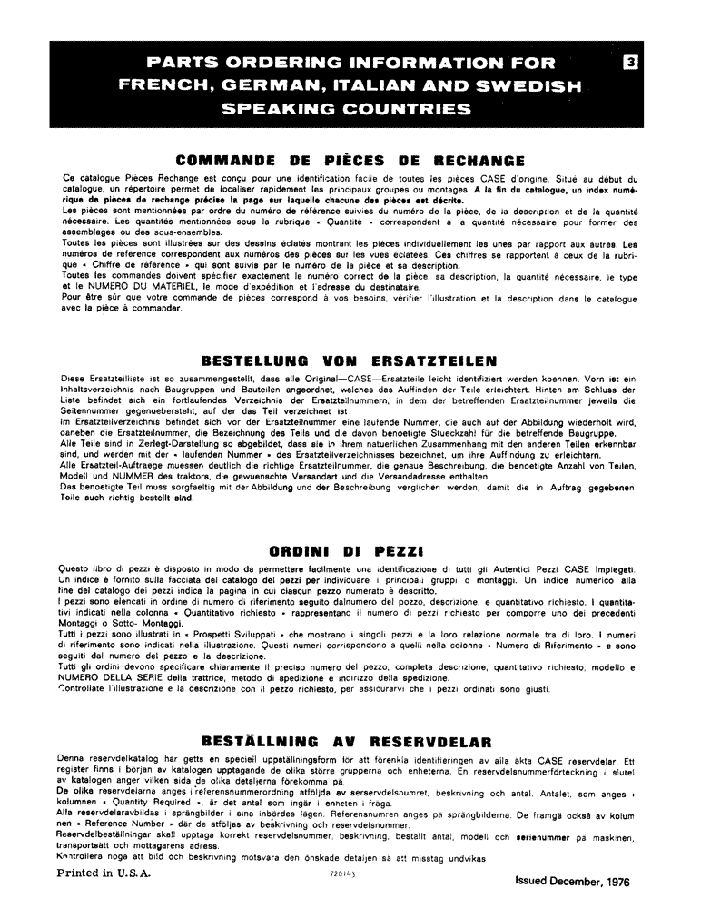 Схема запчастей Case 380CK - (003) - PARTS ORDERING INFORMATION (00) - PICTORIAL INDEX