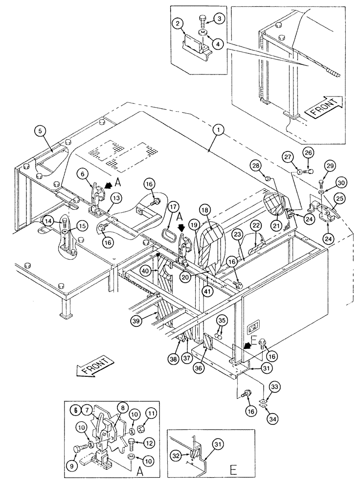 Схема запчастей Case 9040 - (9-14) - UPPER STRUCTURE, HOOD AND INSULATION PADS (09) - CHASSIS